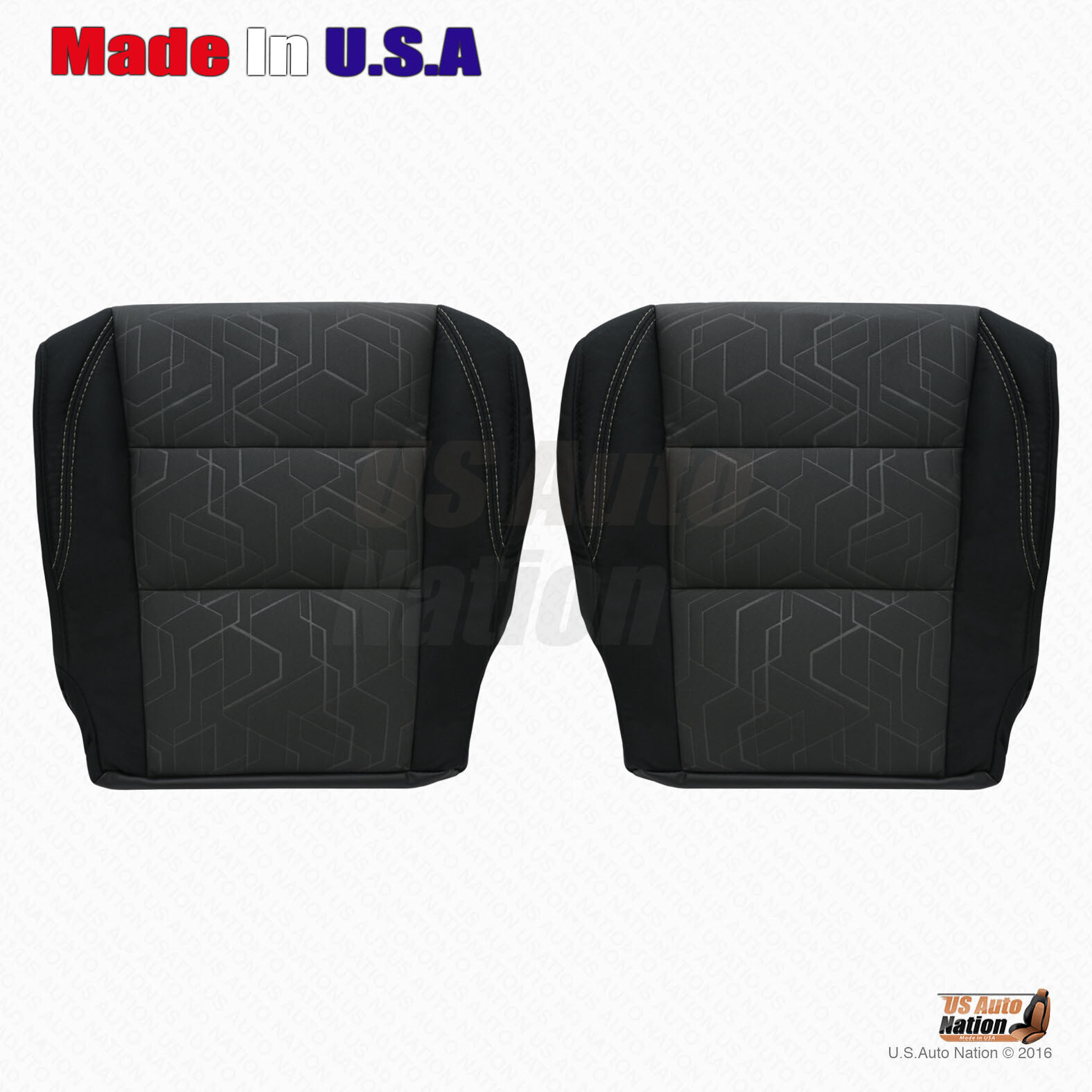 Driver & Passenger Bottom Black Cloth Seat Covers For 2016 2020