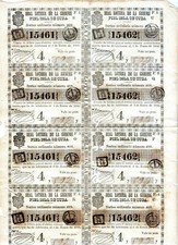 ANTILLAS Año 1846 FOLIO CON  8 BILLETES LOTERIA COLONIAL ESPAÑOLA  