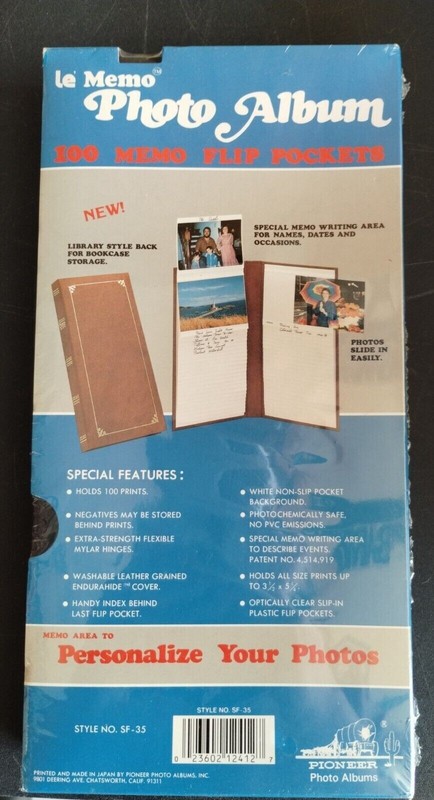 Vintage Pioneer SF-35 Le Memo Photo Album 100 Memo Flip Pockets 3.5" x 5.25" NEW