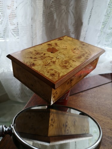 Italian Florentine Inlaid Wood Lacquer Music Trinket Jewellery Box marquetry - Afbeelding 1 van 7