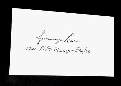 JIMMY CARR ADDED ''1960 NFL CHAMP EAGLES'' CB SIGNED AUTOGRAPHED INDEX CARD 3X5 B