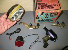 Bike Generator Lamp vintage set trail light dynamo Sears estate gift find KS