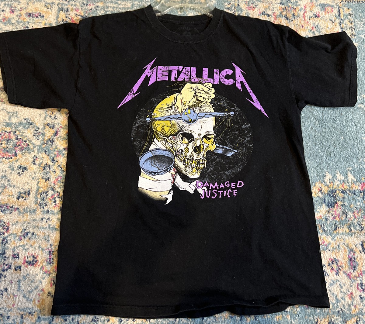 Metallica Damaged Justice T-Shirt Black Graphic Front Short Sleeve