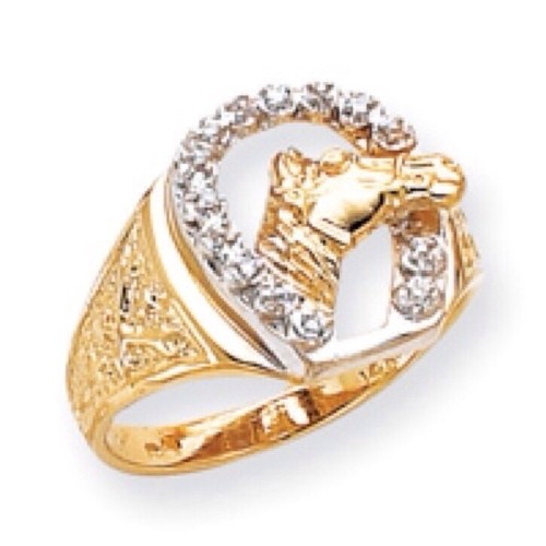 Diamond Horseshoe Ring .28 Ct. TDW 14K Gold Polished Horse Shoe Horsehead - Picture 8 of 12