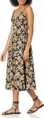 midi 3d floral dress Sharon Color Block 3D Floral Appliqué Midi Dress L / Black