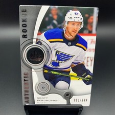 2021-22 UD SP Game Used #R-19 Scott Perunovich Authentic Rookie /99 Blues