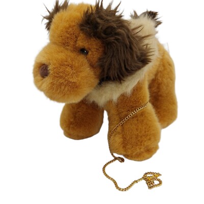 Dandee Dan Dee Dog Puppy Plush Stuffed Animal Brown Has Partial Chain Lease