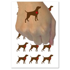 Weimaraner Dog with Heart Temporary Tattoo Water Resistant Fake Body Art Set