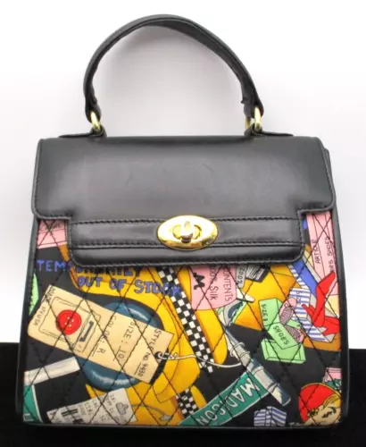 New unused Nichole Miller 1990's Quilted Top Handle Bag New York City Taxi