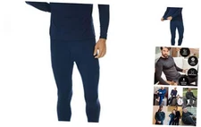  Men's Ultra Soft Thermal Underwear Long Johns Set with Fleece X-Small Navy