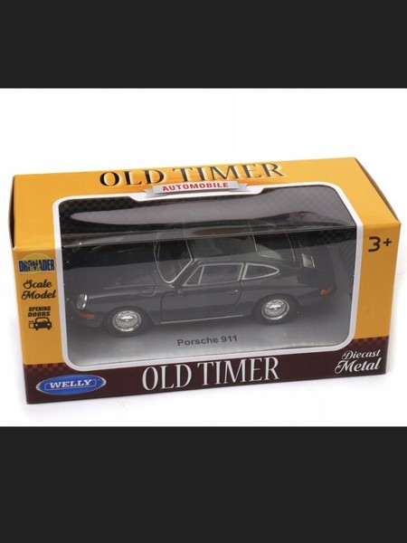 Porsche 911 Welly MaßStab:1:34 Metall-Kunststoff Dunkelgrau Ovp Modellauto-image