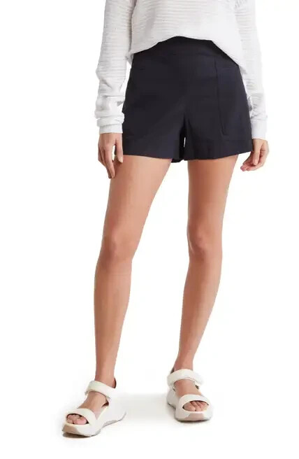 ショートパンツ THEORY Women Shorts Burmudas P0109219001 Black New Theory Women's Utility Linen-Blend Short Size 6 CONCORD