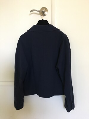 Vintage Chanel Navy Blue Silk Cropped Jacket Size 36 | eBay