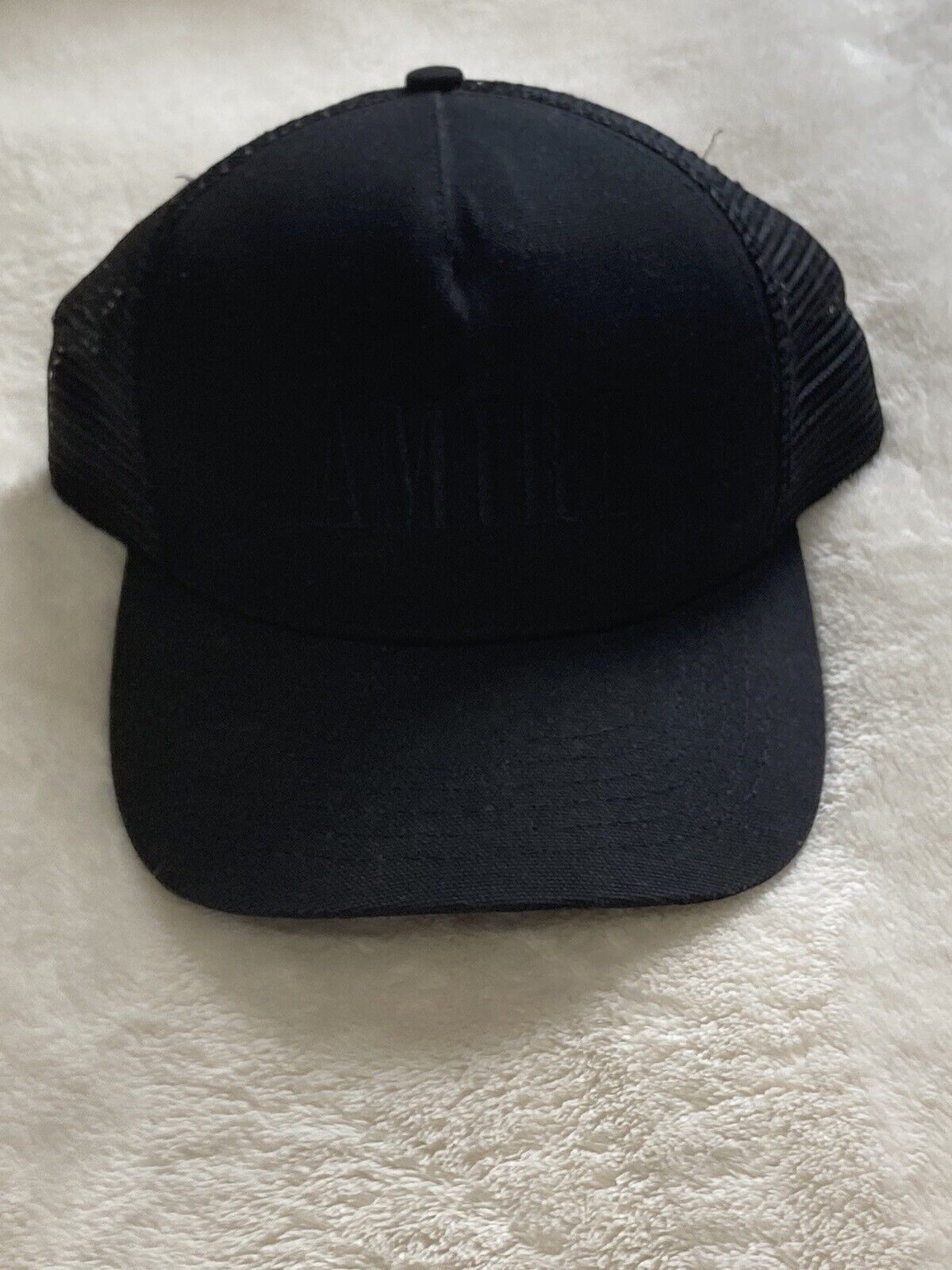 Amiri MA Logo Trucker Hat black and Black brand n… - image 2