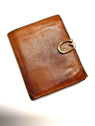 GUCCI CARTERA MONEDERO CUERO INICIAL G PIEL SERPIENTE PITÓN VINTAGE MARRÓN ITALIA - Imagen 3 de 23