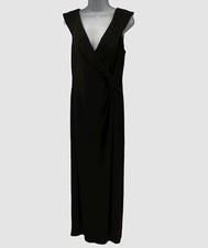 $190 Ralph Lauren Women's Black V-Neck Off the Shoulder Dress Size 6