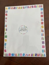 New, Forty Sheets Of Computer Paper  With Pretty Colorful Border 8.5 X 11 Inch.