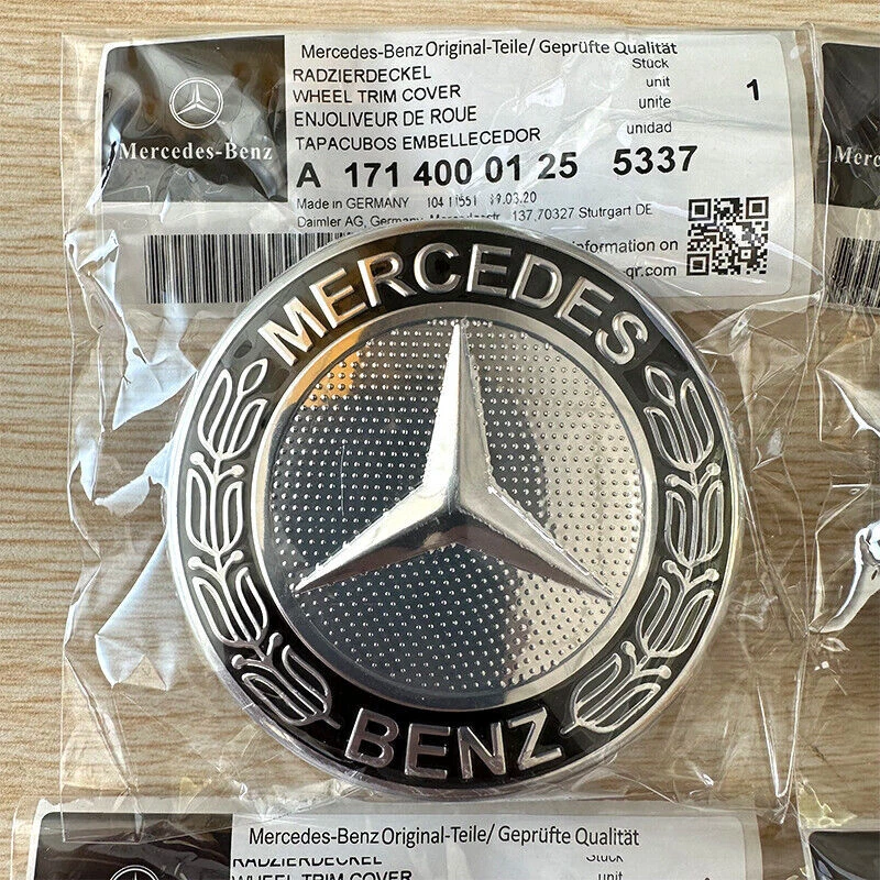 Tapacubos/centro de rueda de aleación AMG genuina Mercedes Benz, (corona de laurel, negro) Foto 3 de 4