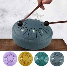 4.5Inch 8Tone Steel Tongue Drum Mini Hand Pan Drums Drumsticks Music Tambourine
