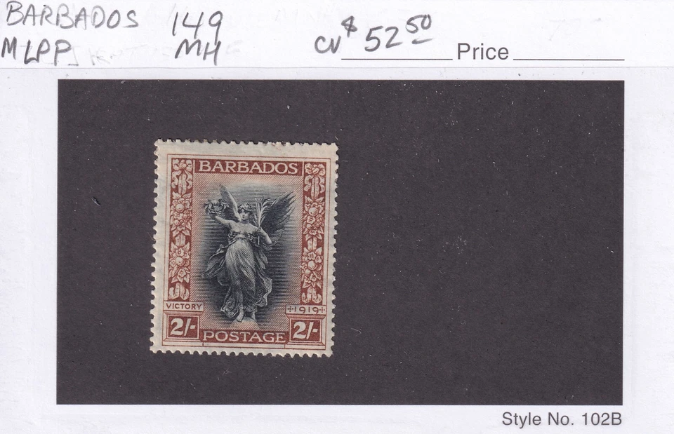 SELLOS DE MATT SCOTT BARBADOS #149, EDICIÓN VICTORIA DE 2 CHELINES DE 1920, MH CV $52,50 Foto 3 de 3