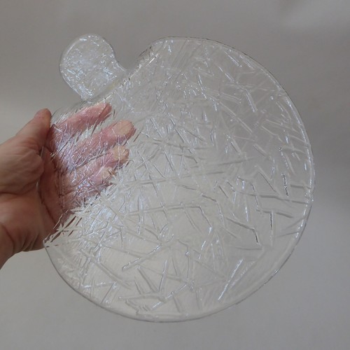 Swedish glass serving cheese plate platter. Guldkrokens Glashytta HJA. Brutalist - Picture 8 of 10