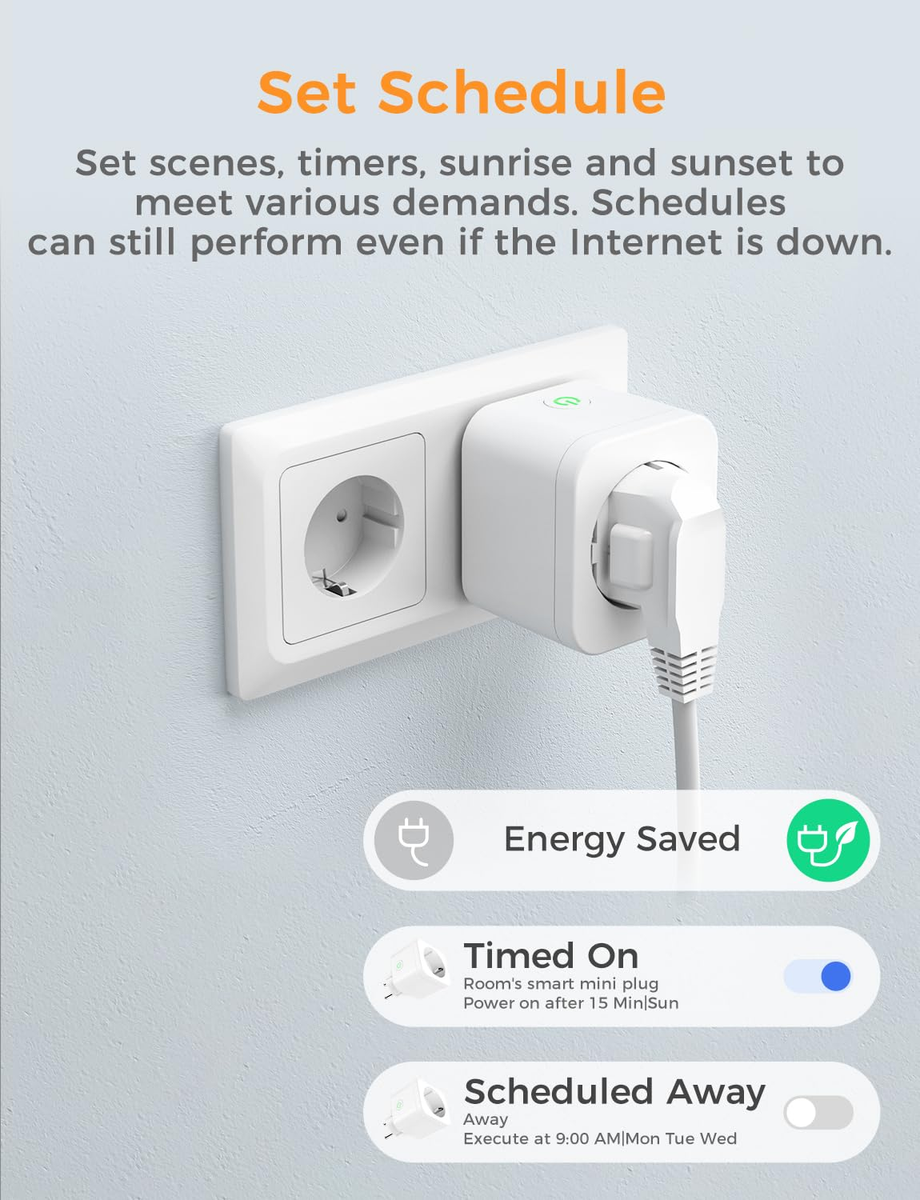 Echos Presa Wi-Fi intelligente | Controllo tramite app | Controllo vocale con Alexa e Google Home | Presa Smart Home | Presa intelligente | Presa WiFi, presa intelligente