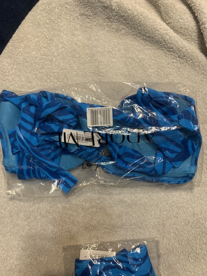 Conjunto de bikini push up Adore Me Rimini azul cebra talla 32 D parte inferior de bikini S #SW7830 Foto 2 de 2