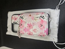 Wallet Case for iPhone 12 Floral crossover strap and wrist strap by Lameeku