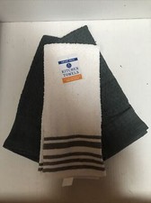 SET OF 3 16 x 26 VERY NICE Kitchen towels - Gray AND WHITE APO-39