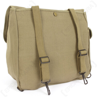 WW2 US M1936 Musette Bag Replica – Olive Drab Canvas With Strap, Multiple Pockets