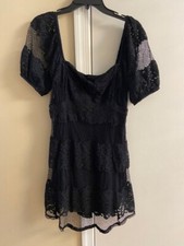 Free people “be your baby” Small Black Gothic  lace mini dress