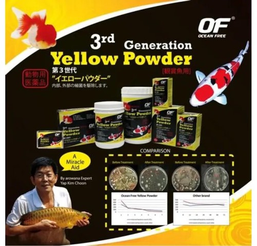 OCEAN FREE 3RD GENERATION YELLOW POWDER 250 GM for AQUARIUM KOI/GOLDFISH