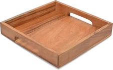 Acacia Wood Serving Tray with HandlesWooden Serving Tray Snack Tray  Breakfas
