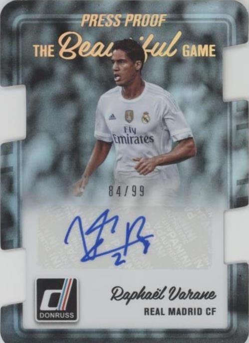 Varane Signature 2016-17 Panini Donruss - The Beautiful Game Signatures Raphael Varane # ...