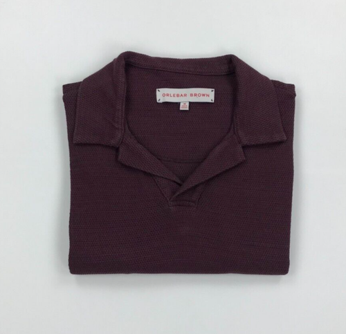 Men's Wine Orlebar Brown Polo Shirt XS Extra Small Mesh Short Sleeve Cotton A*