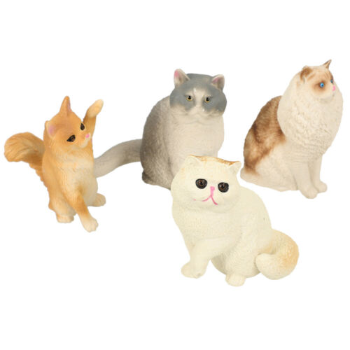 4pcs Cute Cat Figurine Desktop Small Cat Statue Lovely Kitten Figurine Decor