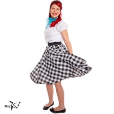 Black and White Check 50s Circle Skirt w Crinoline Sz LXL Dance Sock Hop Hey Viv