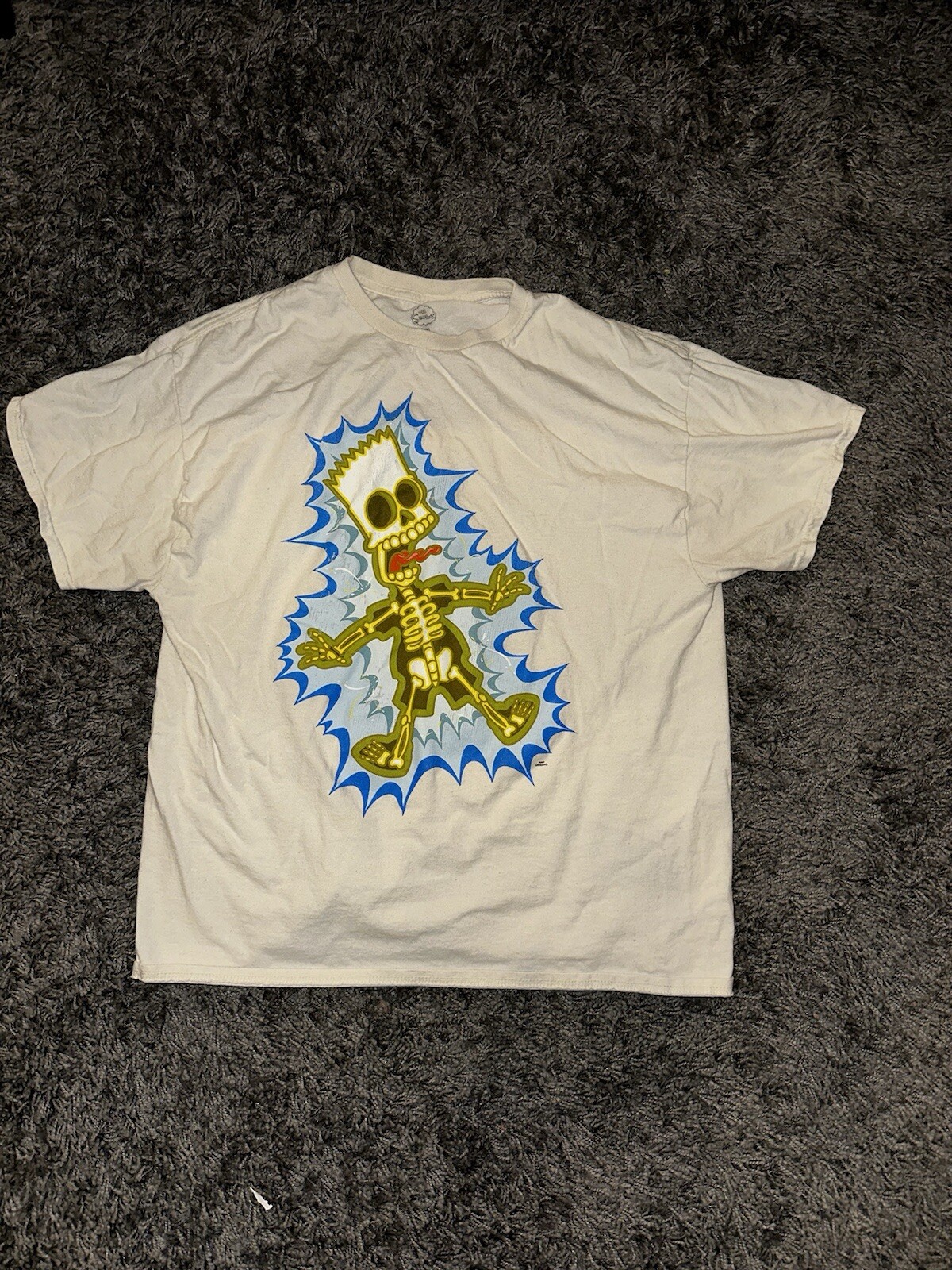 Cream Bart Simpson Skeleton Tee - image 1