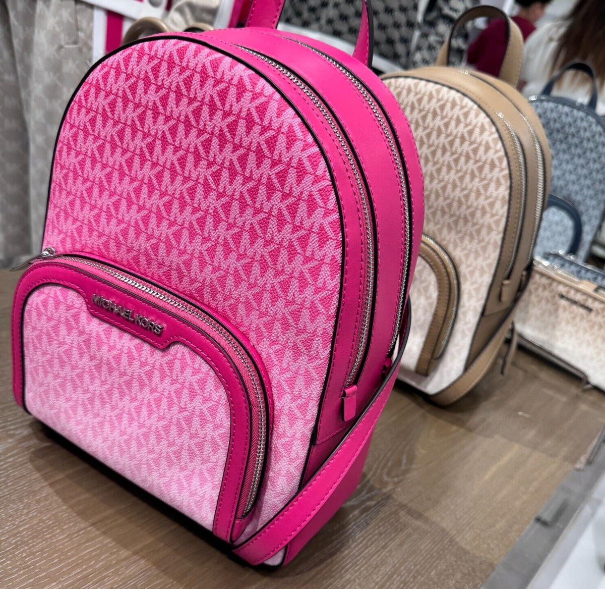 MICHAEL KORS JAYCEE MD ZIP POCKET BACKPACK BAG MK Ombre Pink