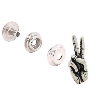 Peace Sign Head Nickel Button Snap Set 1