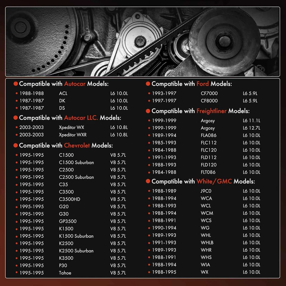 Cinturón serpentino de alta resistencia 58,46" para Volvo WX PETERBILT WESTERN STAR BLANCO/GMC Foto 2 de 4