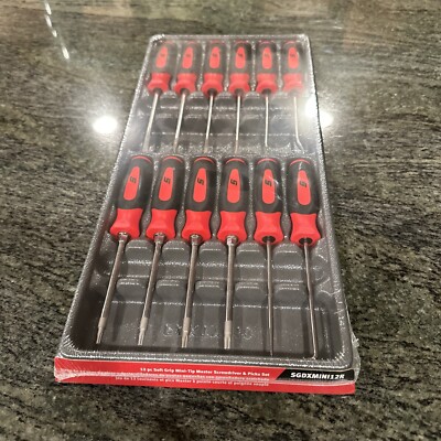 Snap On sgdxmini12r 12 pc mini pic, screwdriver & torx set red