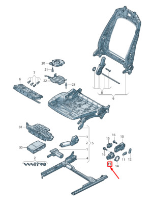 VW Touareg CR Right Seat Lumbar Support Adjustment Switch 4K0959778A4PK