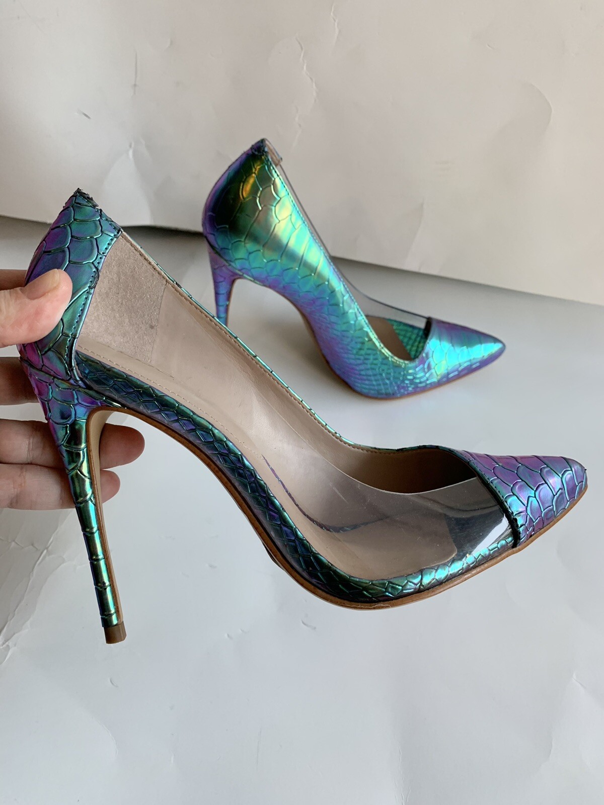 New Aldo Mermaid Embossed clear Iridescent Pumps shoes size 6 | eBay