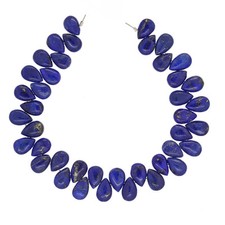 40 Natural Lapis Lazuli Flat Pear Beads 6x9mm Grade A 72037