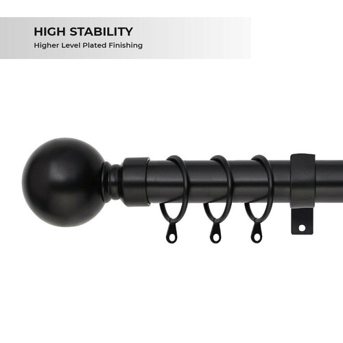Extendable Metal Curtain Pole Includes Superior 60mm Finials, Rings & Fittings - Picture 27 of 50