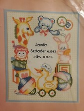 Dimensions 3505 Nursery Toys Birth Record Counted Cross Stitch Keepsake Momento