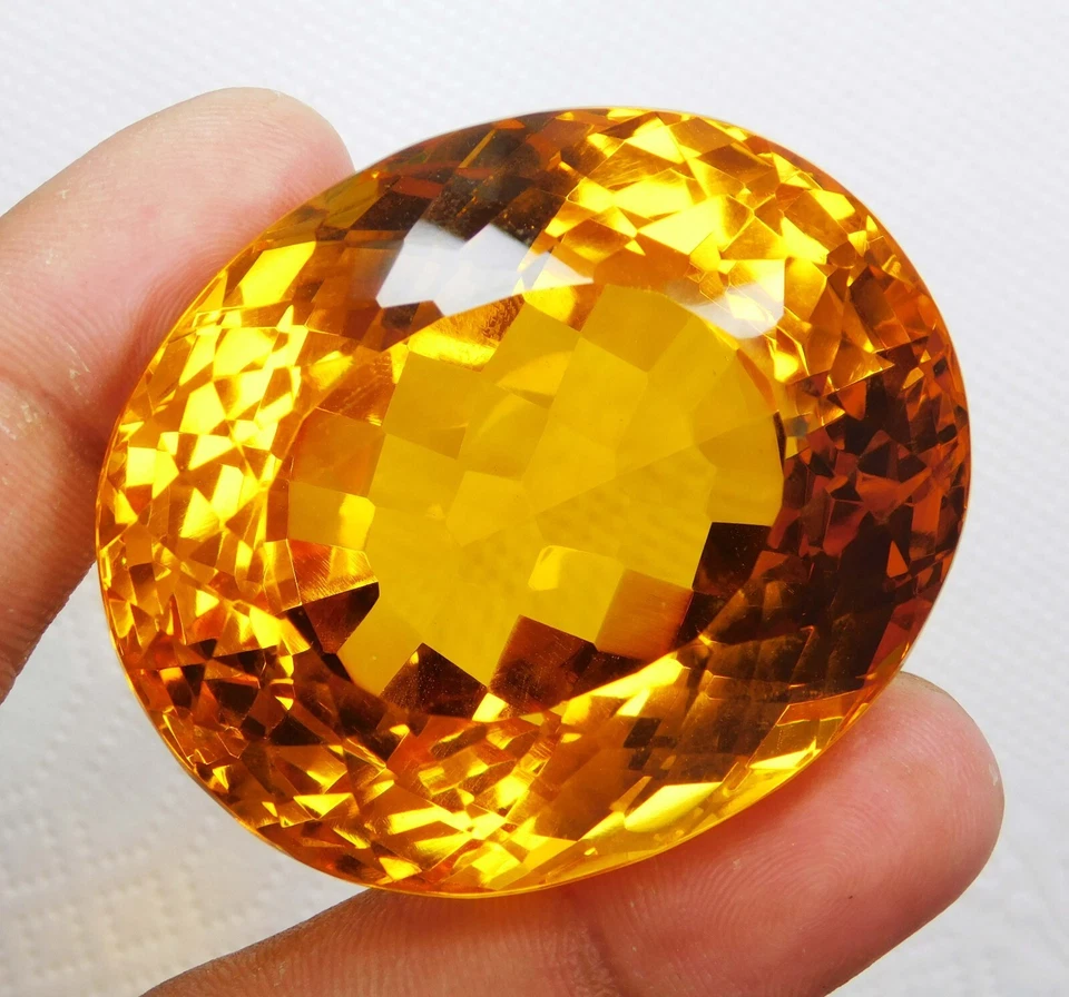 Enorme Topacio Amarillo Natural 463,35 Ct Corte Ovalado Piedra Preciosa Suelta Certificada Brasil Foto 3 de 4