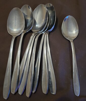 Silco Stainless USA PANORAMA - Lot of 8 Oval Soup & 1 Tea, Spoons