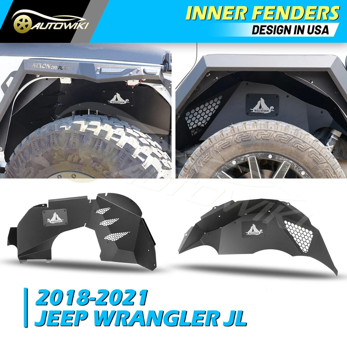 【希望者のみラッピング無料】 NIXON OFFROAD Rear inner Fender liners Compatible With 2018 2019 2020 2021 Jeep Wrangler JL